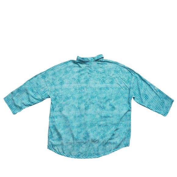 Davina Blouse Womens Large Geometric Button Front Roll Tab 3/4 Sleeve Top - Picture 9 of 10